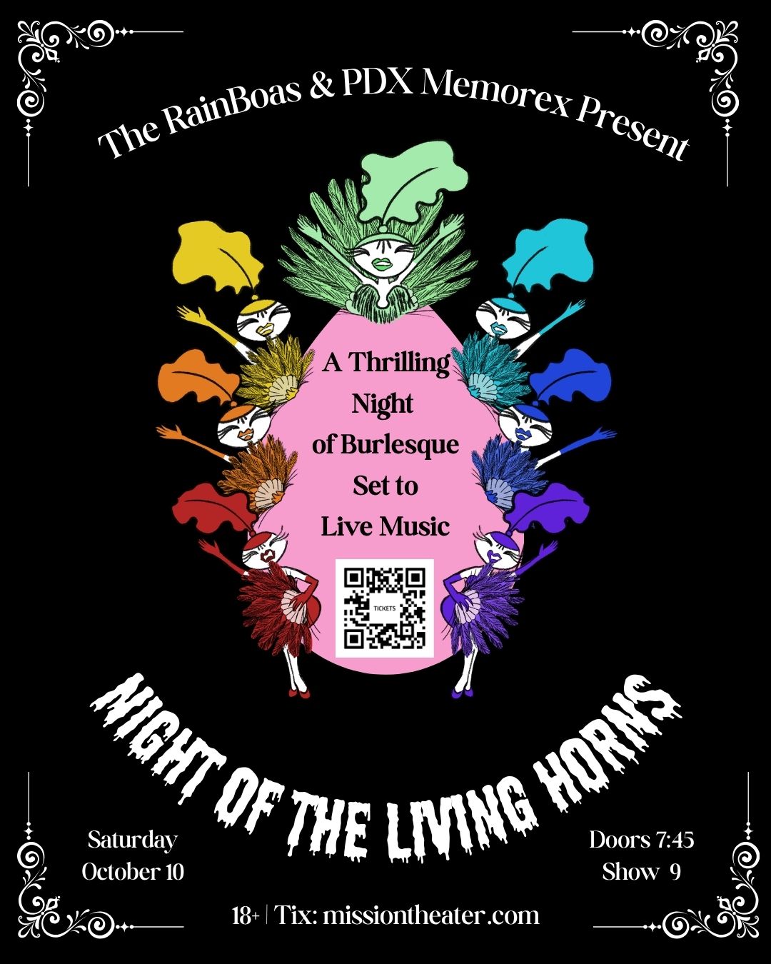 Night of The Living Horns Portland, OR Burlesque Show with live music by PDX Memorex 10.10.26