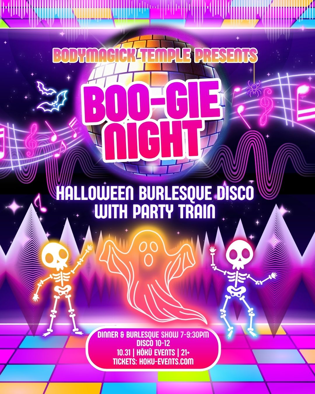 BOOgie Night Halloween Burlesque Dinner Show and Disco with Party Train in Portland, OR, 10.31.26