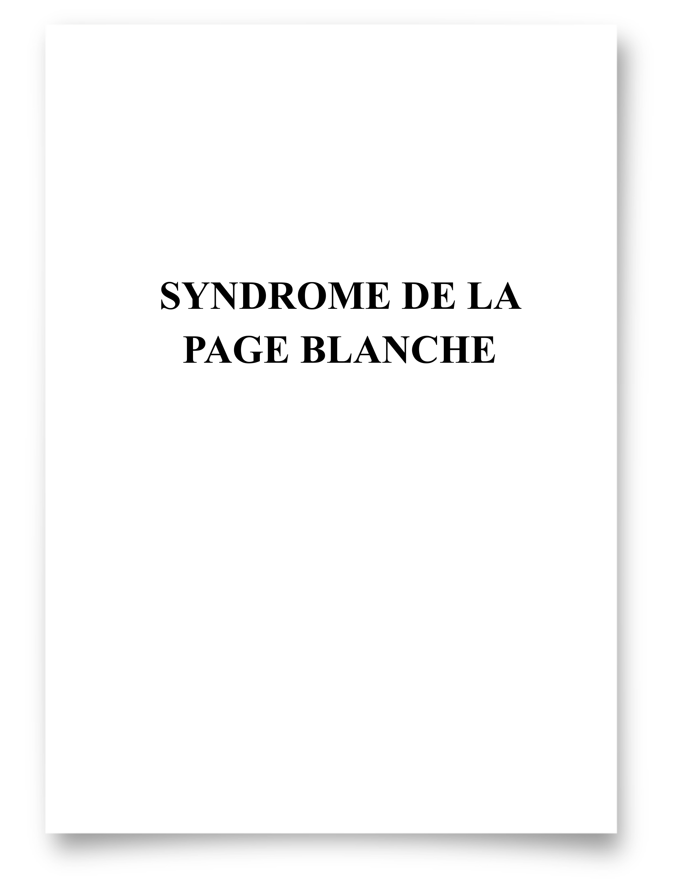 image d'une page blanche démontrant le syndrome de la page blanche