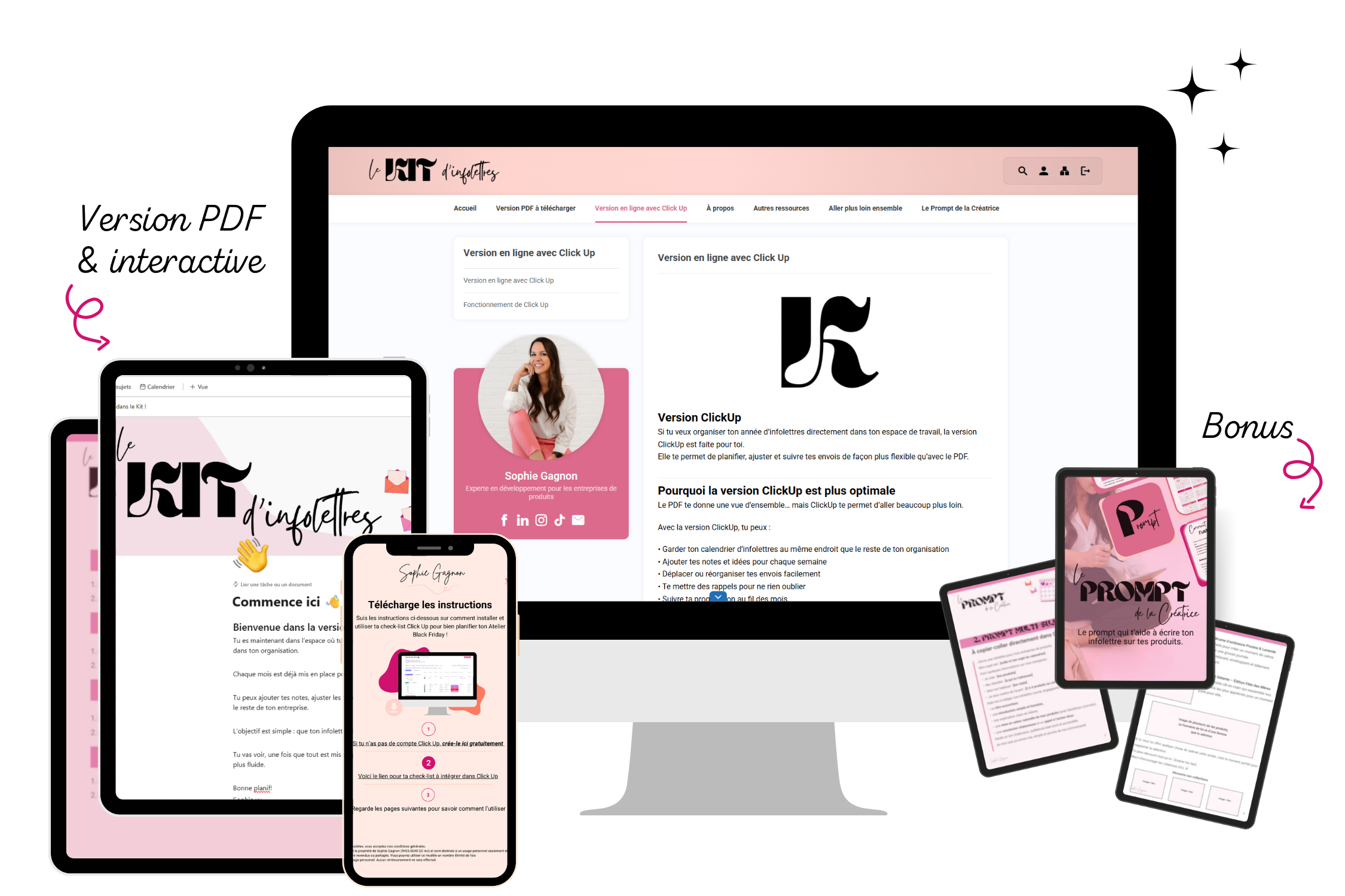 Une vue de l'intérieur de du kit d'infolettres pour les créatrices de produits