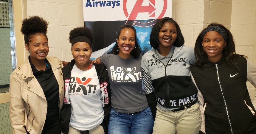 airways girls in S.O. What! shirts