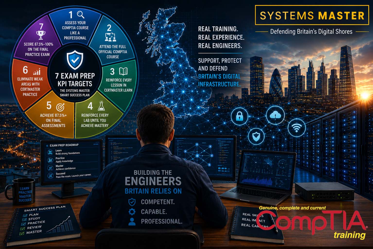Systems engineer mastering CompTIA SMART Success Plan to defend Britain’s digital infrastructure professionally.