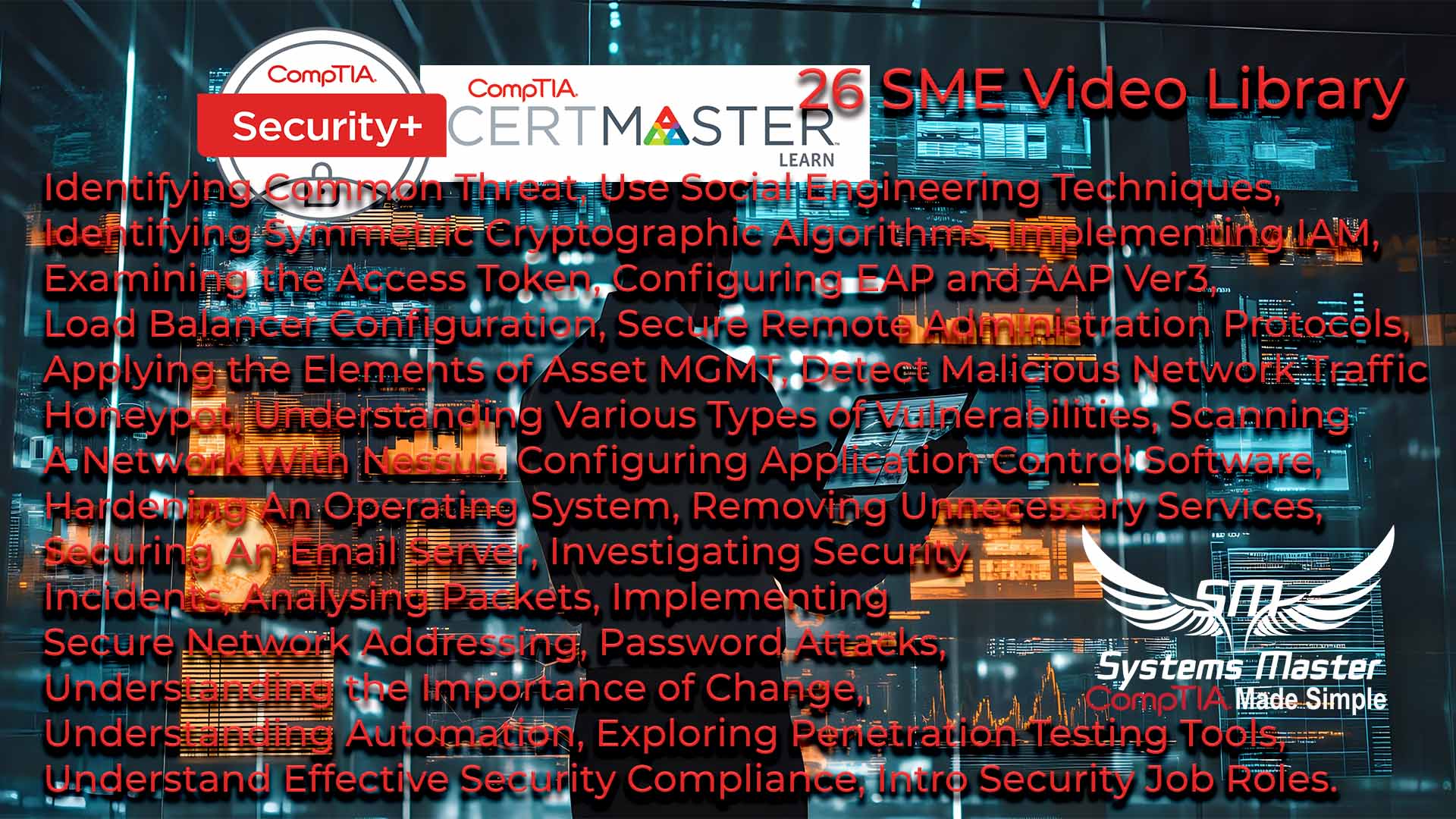 Complete the 26 CertMaster Learn Videos: Enhance your understanding of complex security principles by watching CompTIA’s own 