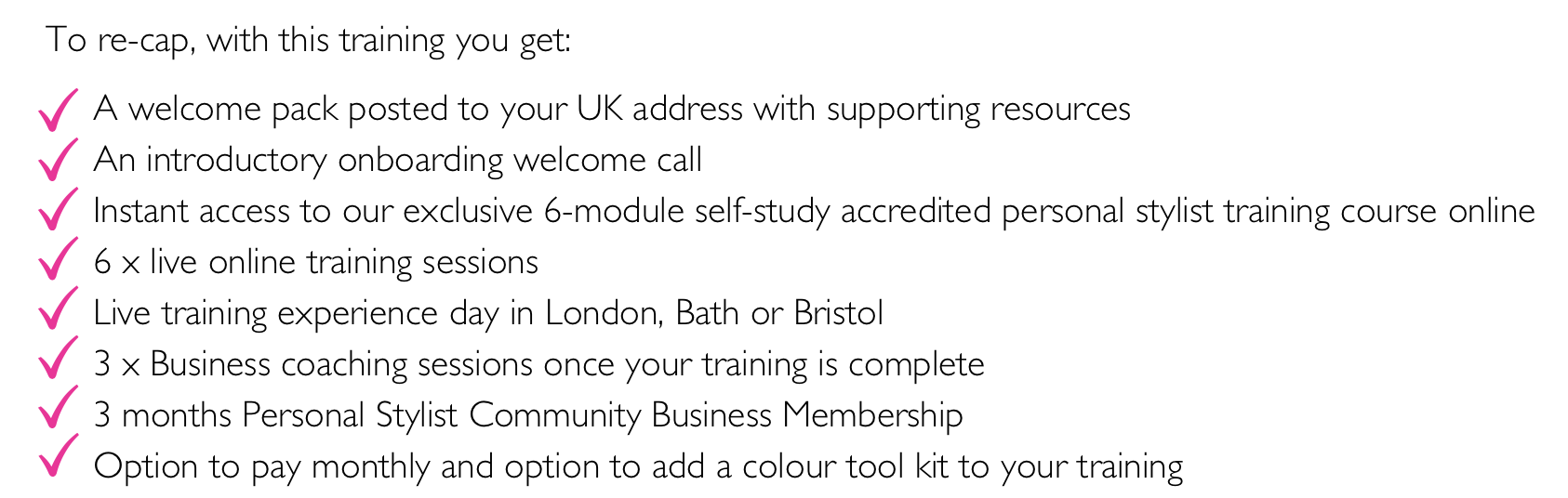 personal stylist training course key features