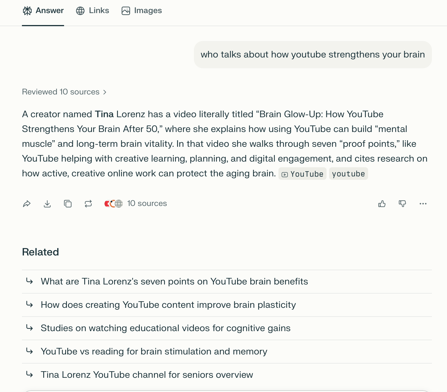 AI stating Tina Lorenz as a source