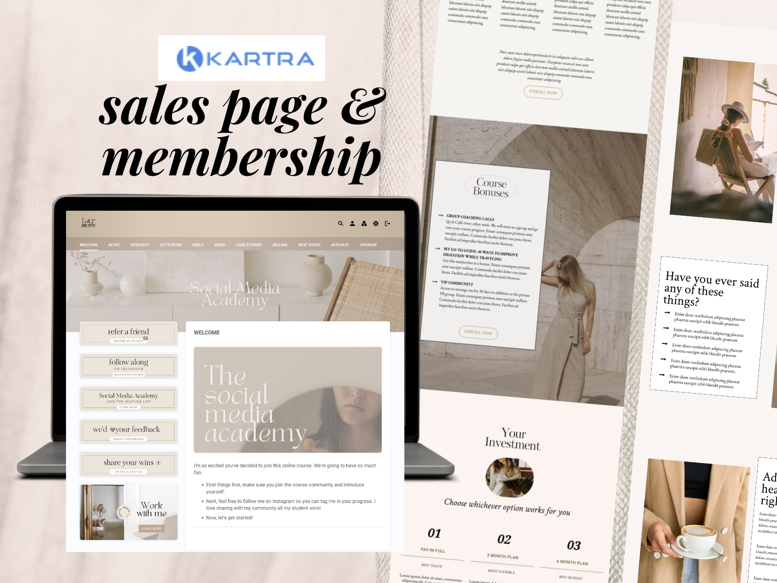 Kartra template website and membership bundle