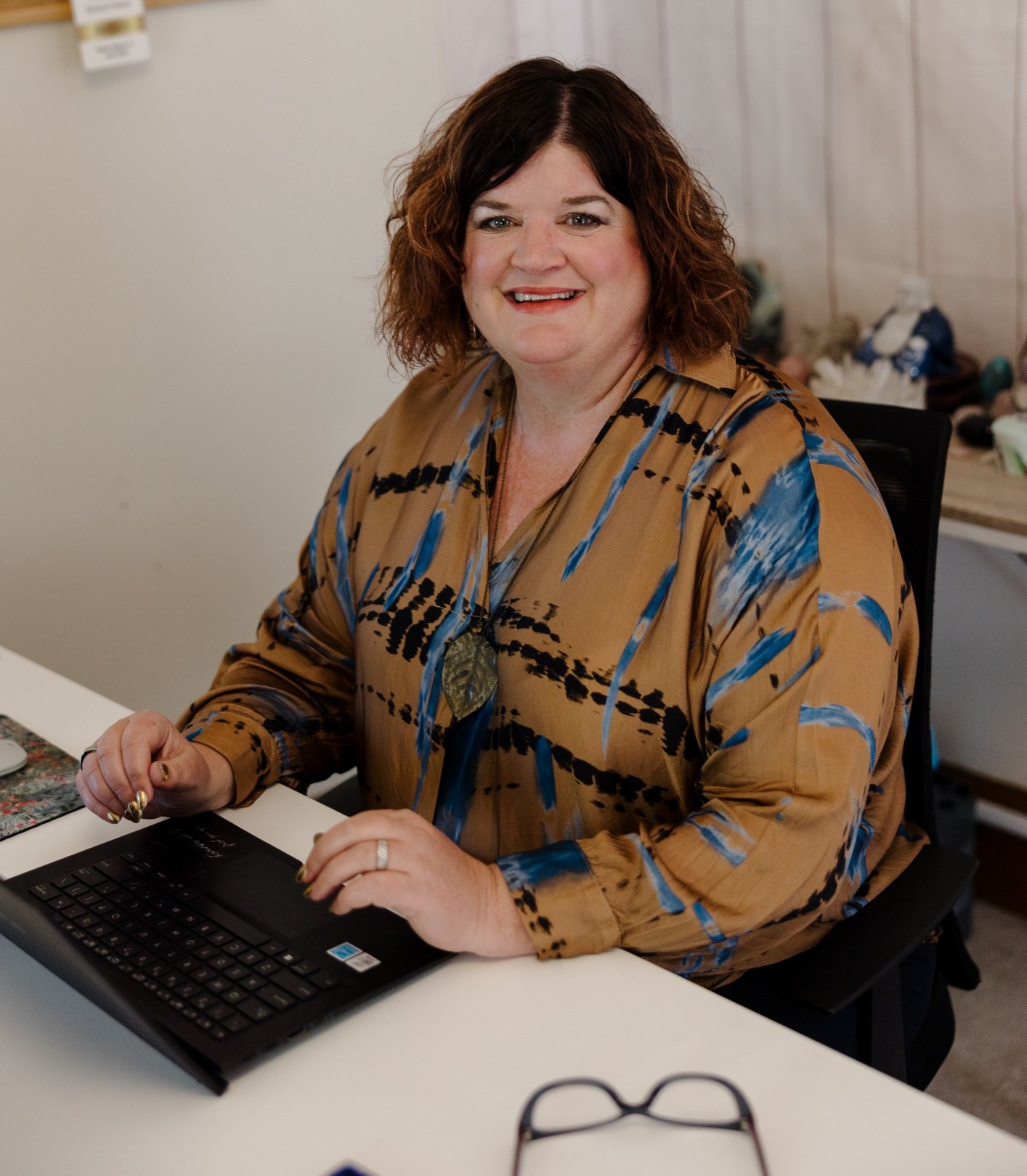 Woman juggling work and home