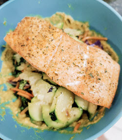 Rainbow salmon with curry