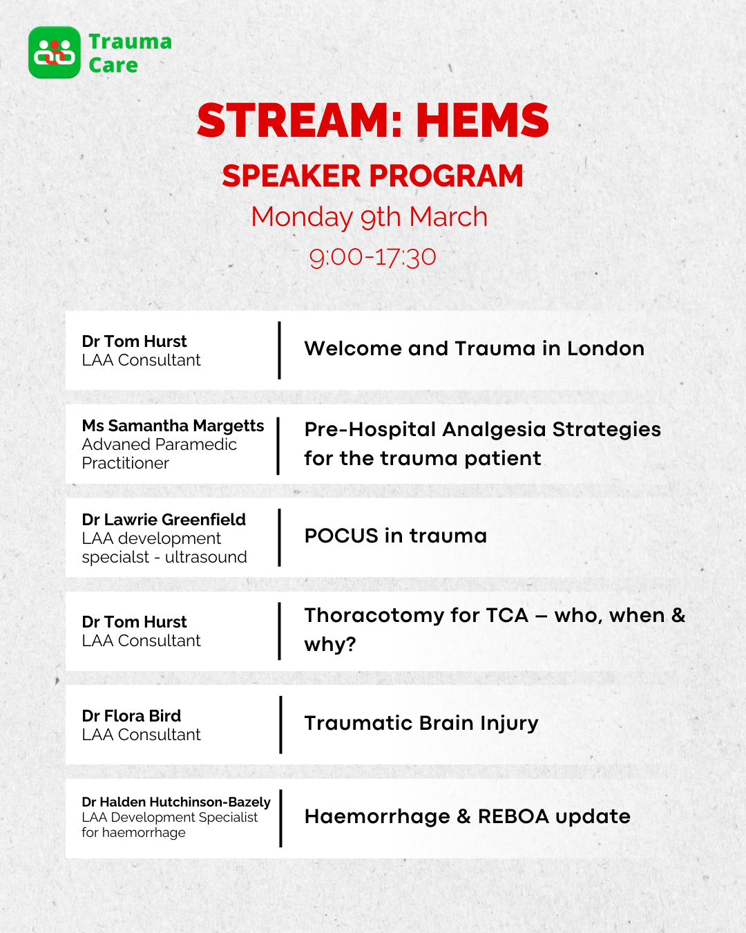 Monday HEMS Programme 1