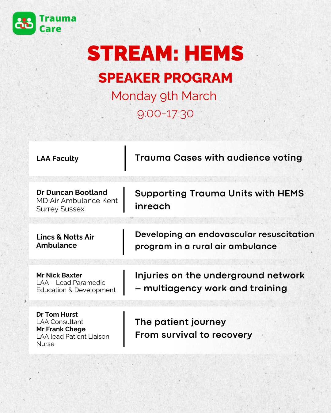 Monday HEMS Programme 2