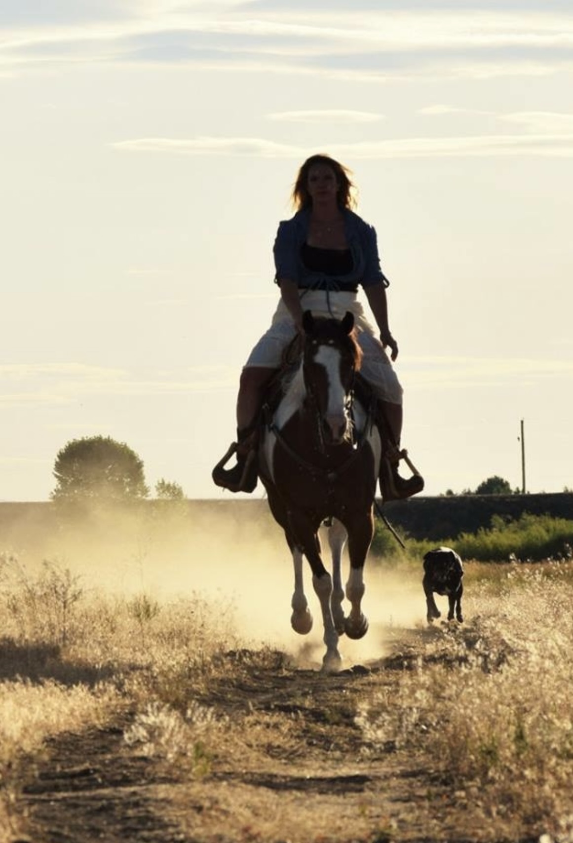 Emily with her horse and dog near Hubbard Reservoir