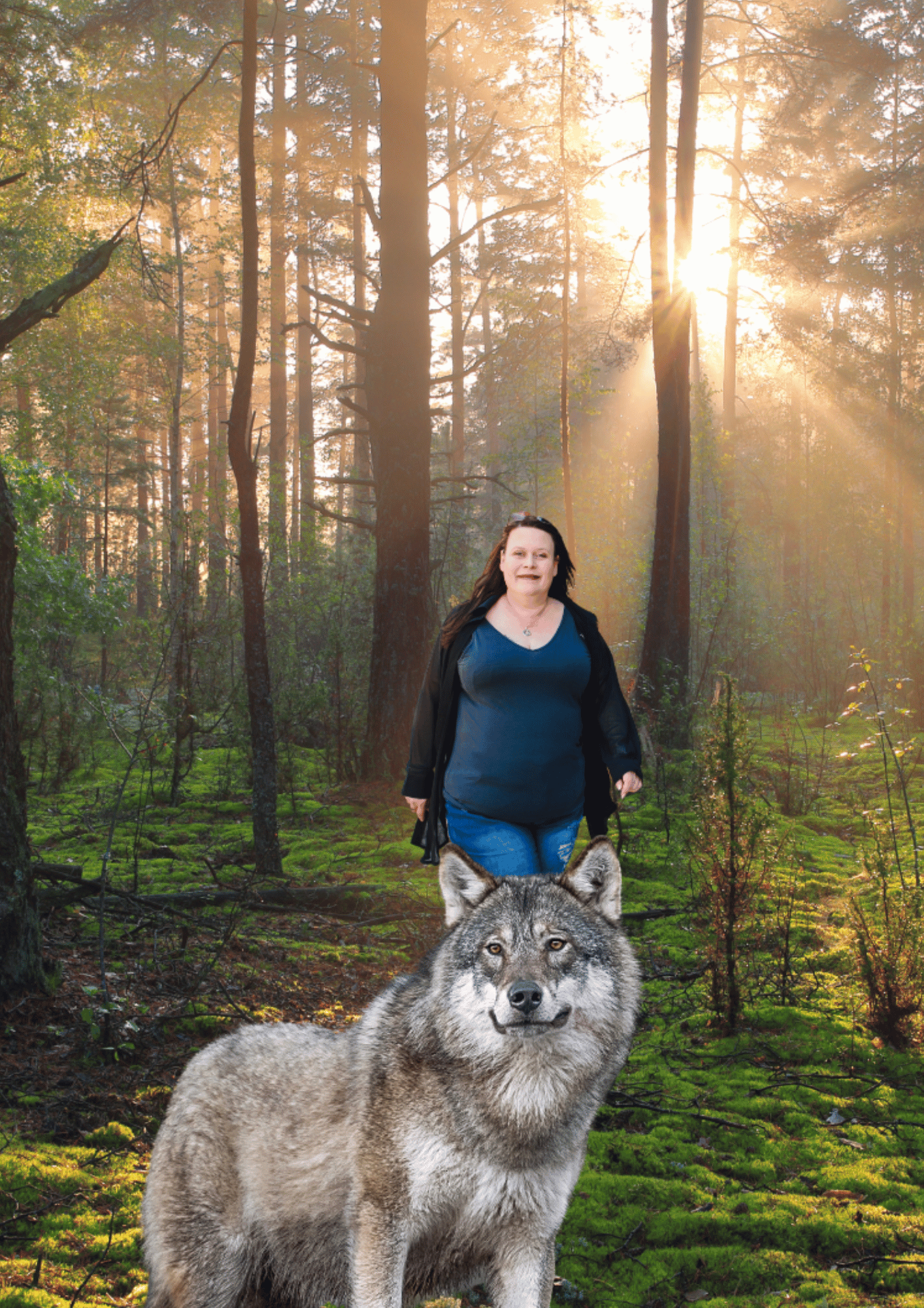 Victoria in the Woods with a Wolf