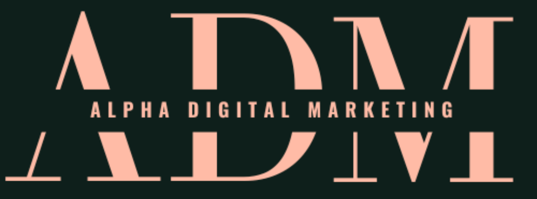 Logo for Alpha Digital Marketing featuring the words