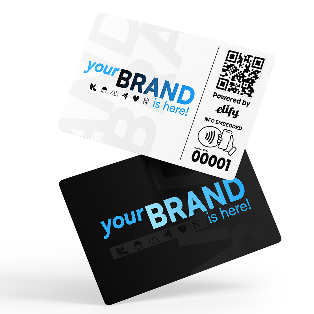 Custom branded white TAP cards - front and back