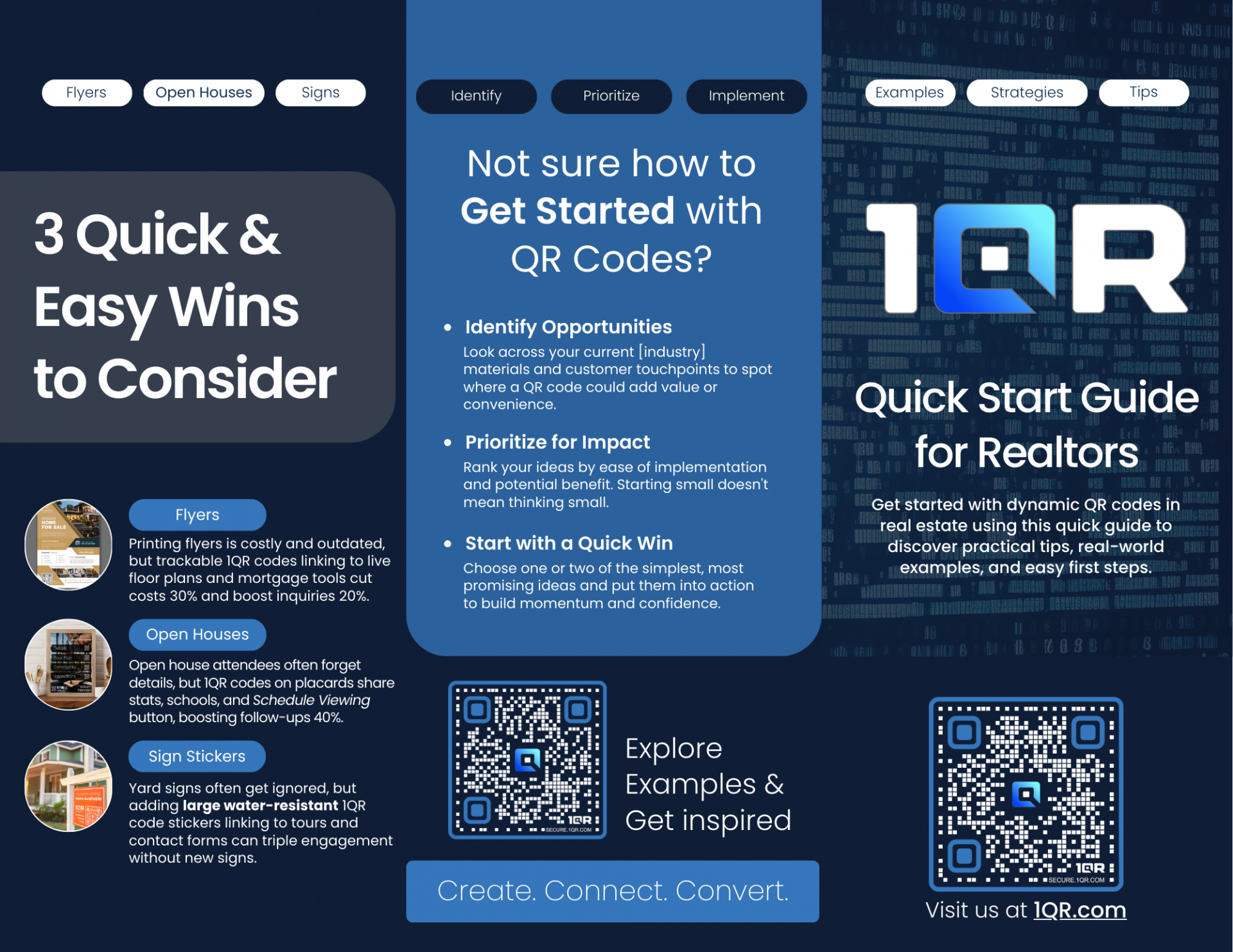 1QR Quick Start Guide for Realtors tri-fold brochure front