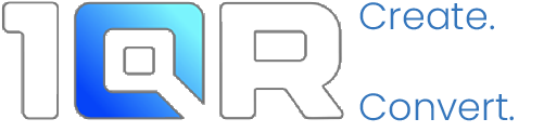 1QR logo with tagline - Create. Connect. Convert..