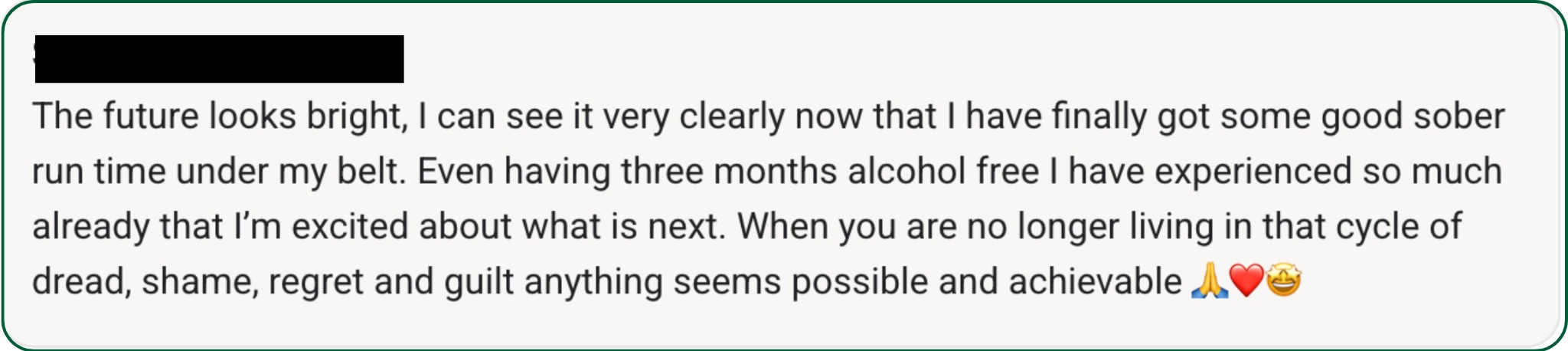 Member testimonial about building a positive alcohol-free future through The MLT Lounge.