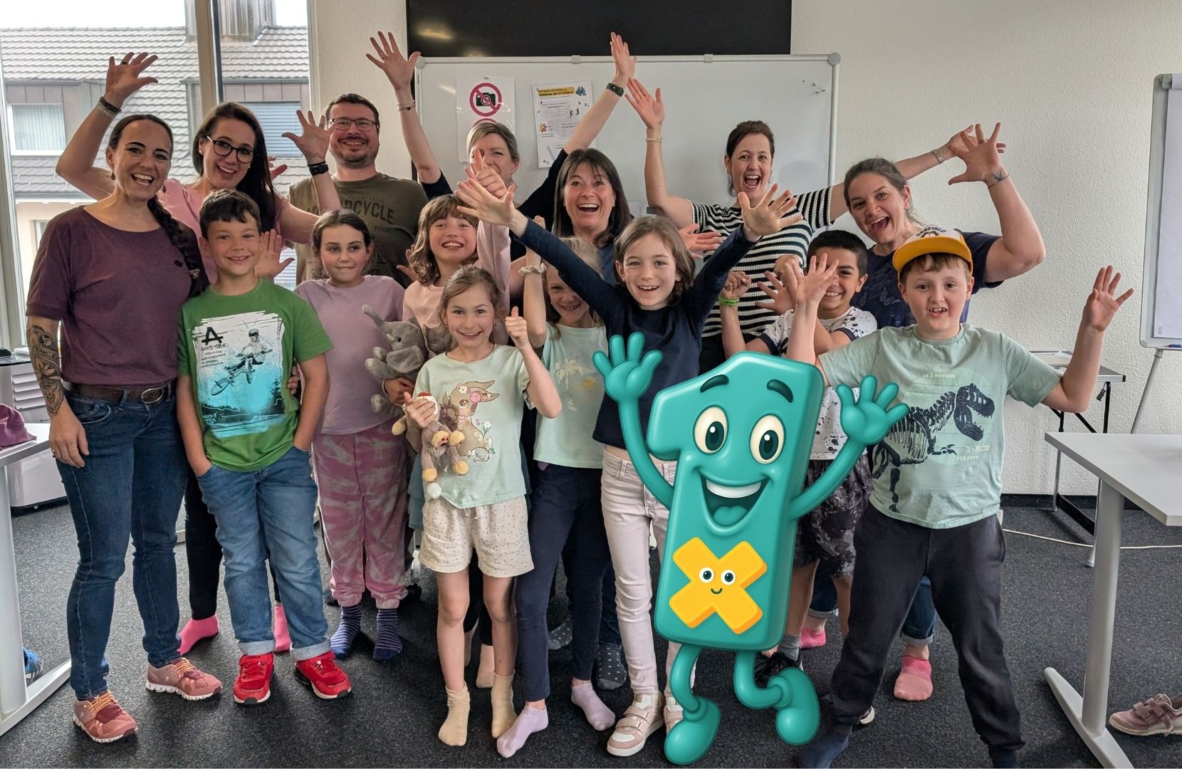 Eltern-Kind-Workshop, begeisterte Eltern und Kindern mit Nubertus, dem Maskottchen des 1x1 Bootcamp®