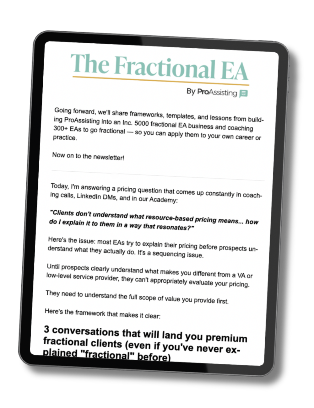 The Fractional EA Newsletter Copy