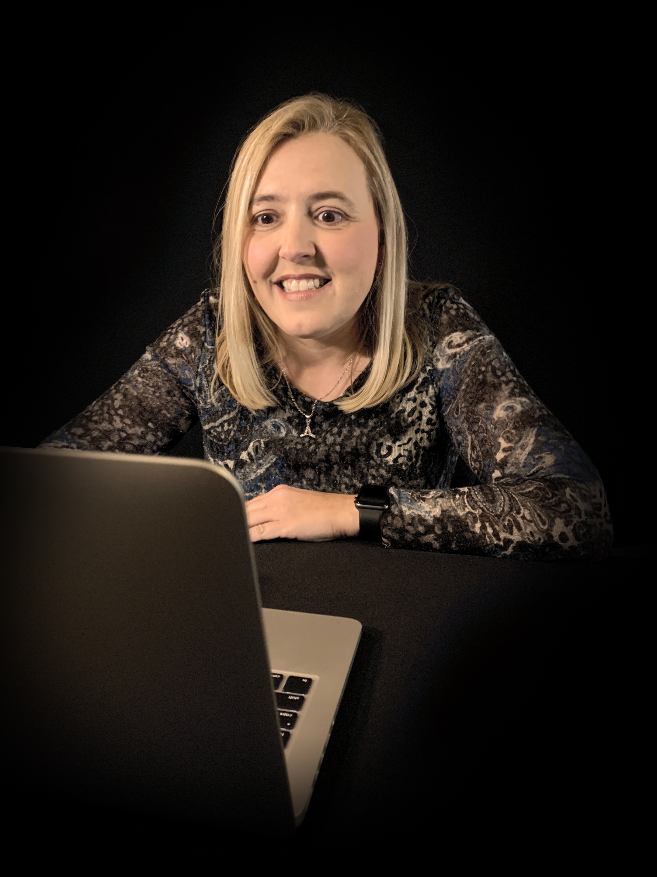 Bridget working on laptop