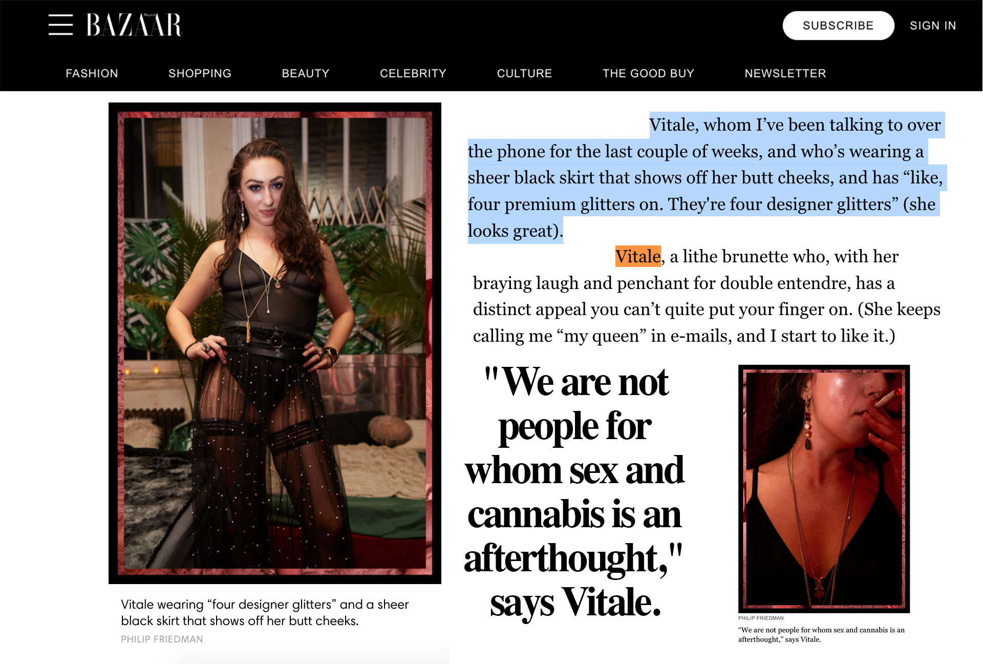 Melissa A. Vitale in Harper's Bazaar