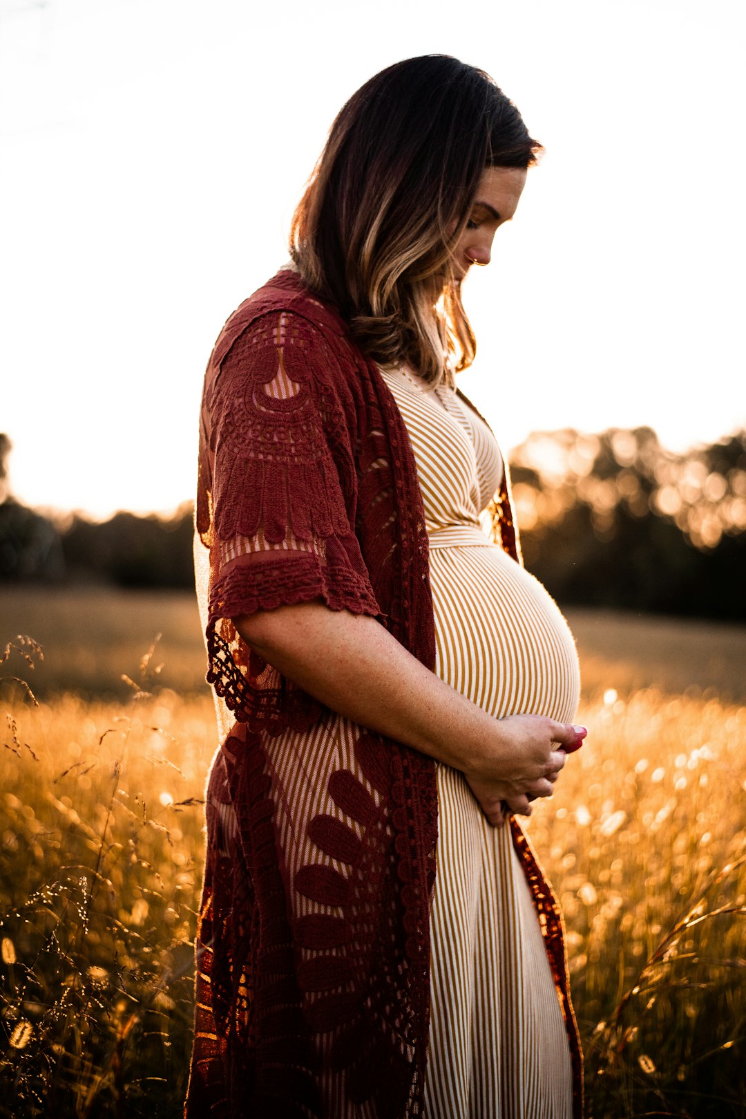 pregnant woman in field
