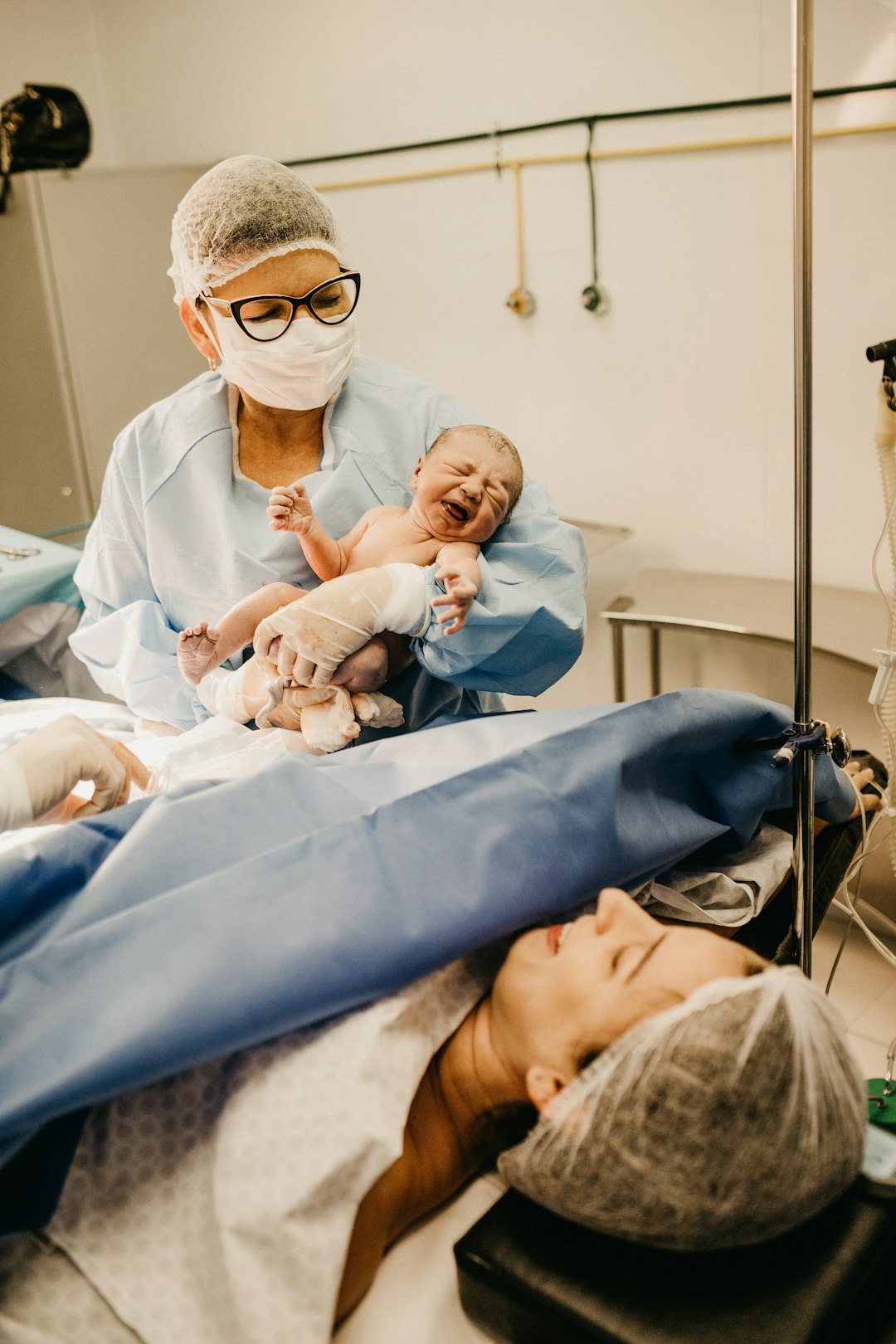 baby born via caesarean birth