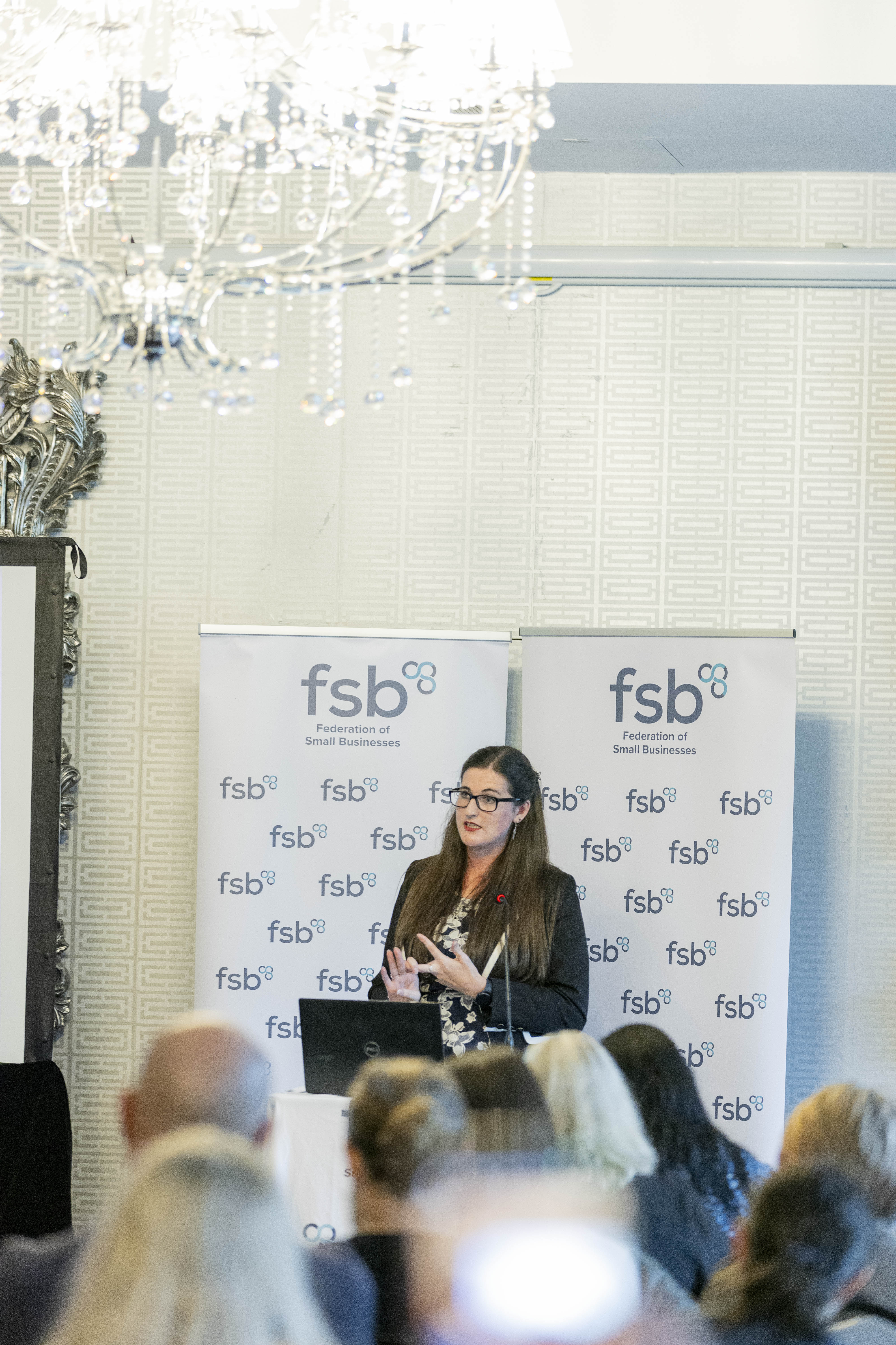 Eleanor Bryan delivering a presentation on effective copywriting at the Federation of Small Businesses Conference.