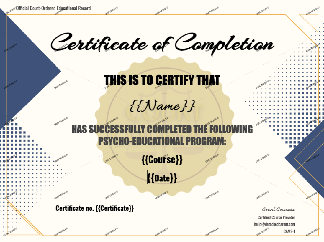 COURT COURSES Co | Court Ordered Course Certificate
