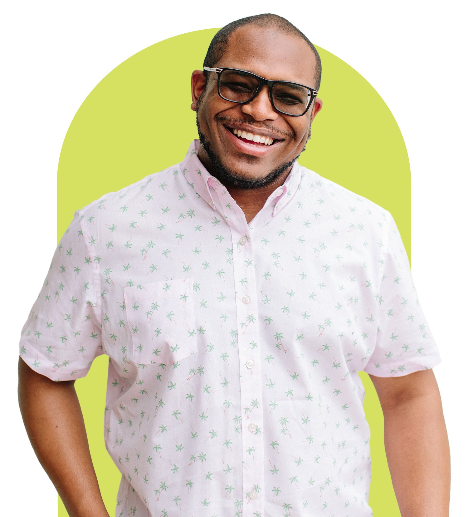 Uptick Participant Smiling with Uptick Shape