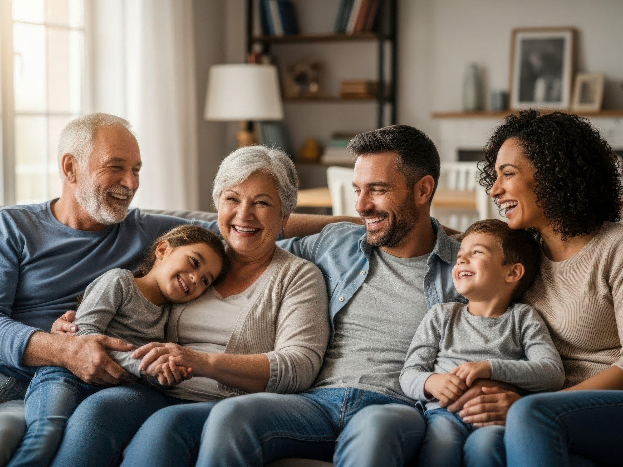 Family at home feeling secure and protected