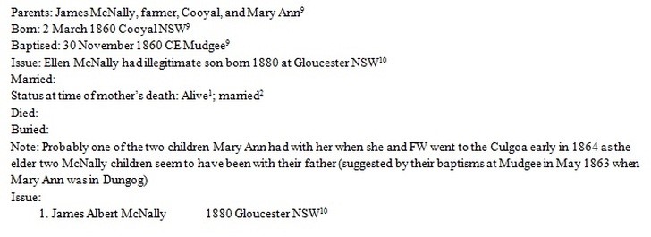 Mary Ann Bugg's daughter Ellen McNally