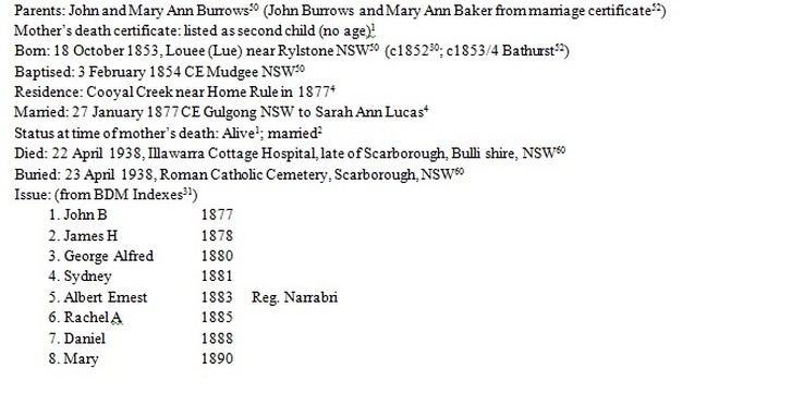 Mary Ann Bugg's child John Burrows