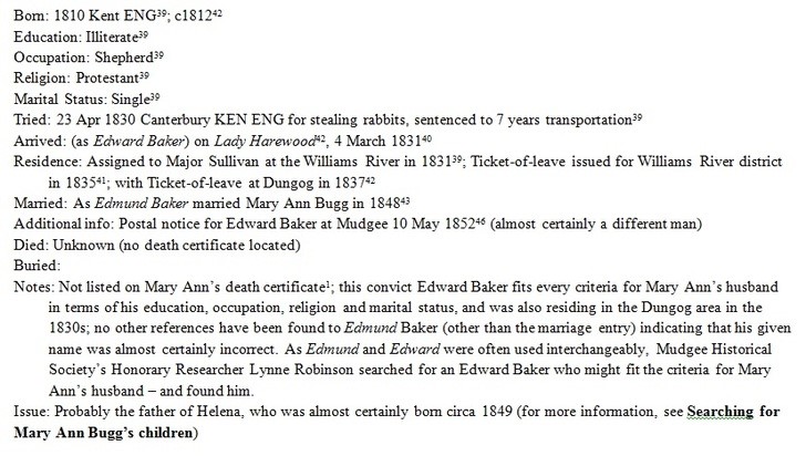 Mary Ann Bugg's husband Edmund Baker