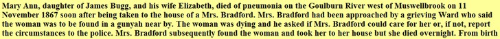 Mary Ann Bugg death claim