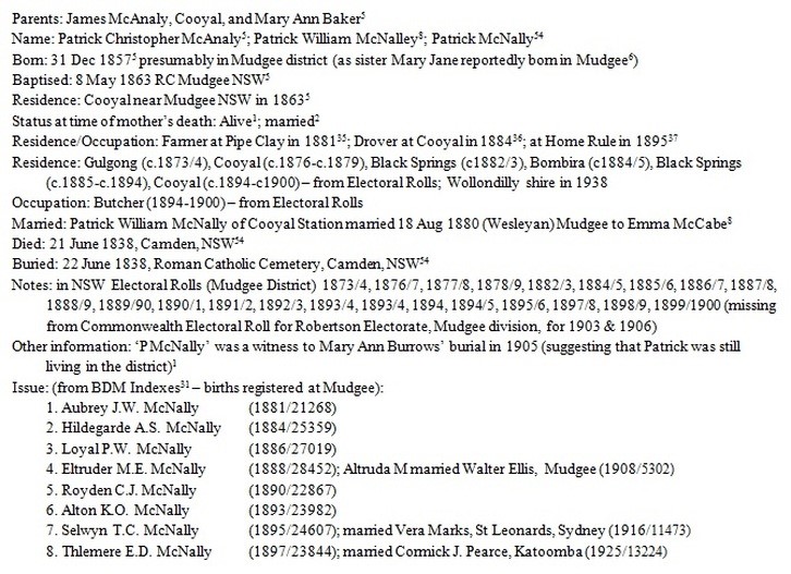 Mary Ann Bugg's son Patrick McNally