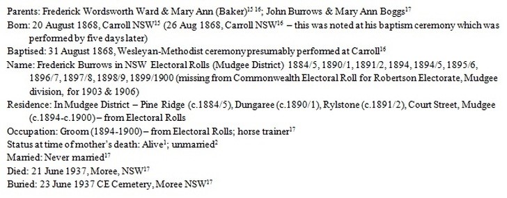 Mary Ann Bugg's son Frederick Wordsworth Ward